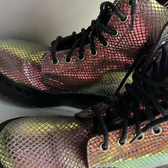 Dr. Martens 1460 Pascal Pink Iridescent Metallic Shiny Combat Boots Size 6 - Picture 7 of 16